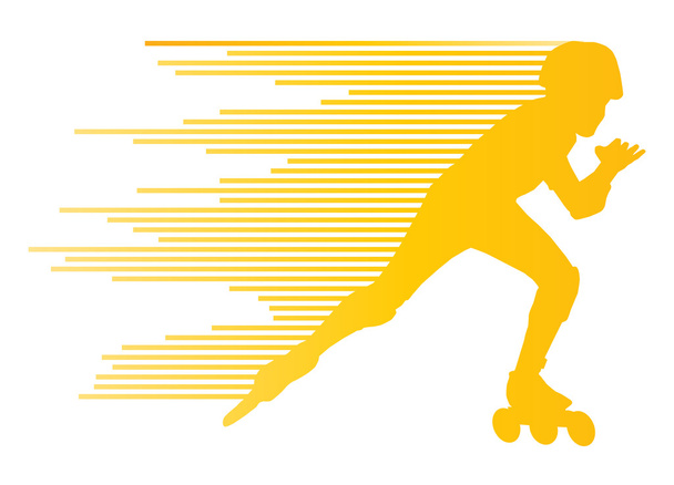 Roller skating silhouettes vector background winner concept - Vector, Image