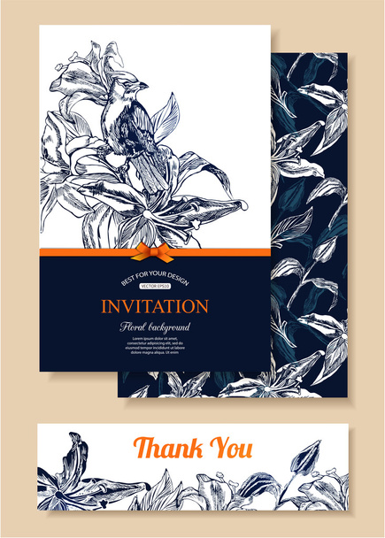 Collection of wedding invitation templates - Vector, Image