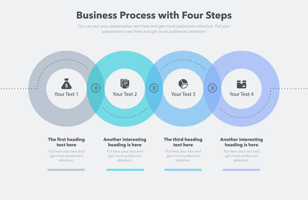 Современный шаблон бизнес-процесса с четырьмя шагами. Простота в использовании для вашего сайта или презентации. - Вектор,изображение