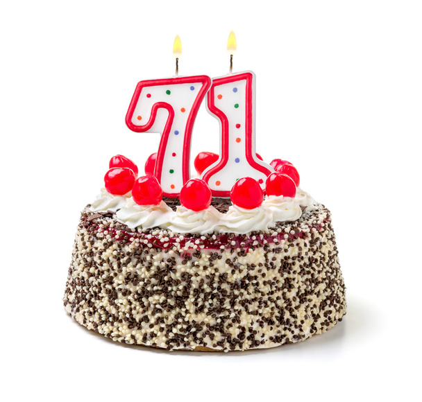 Birthday cake with a burning candle - Fotografie, Obrázek
