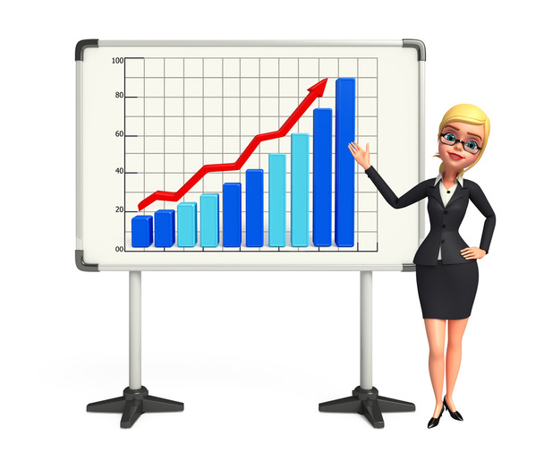 Young Business Woman with business graph - Foto, Imagem
