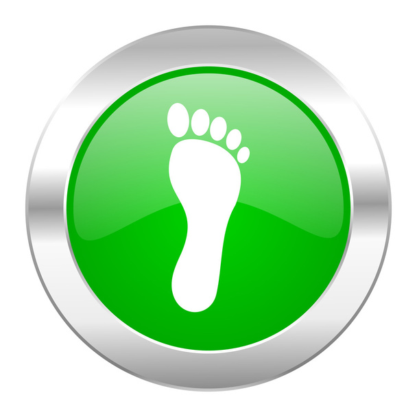 foot green circle chrome web icon isolated - Foto, Imagen