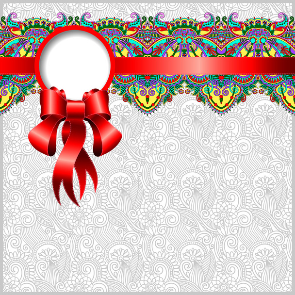 ethnic ornamental pattern with silk ribbon and place for your co - Vector, afbeelding