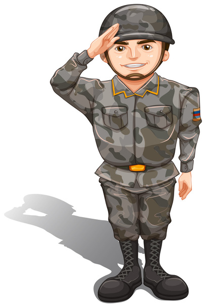 Храбрый солдат, проявляющий уважение к руке
 - Вектор,изображение