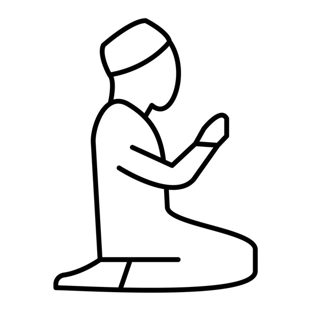 Biddende man icoon. schets moslim priester vector symbool stock illustratie. geïsoleerd op witte achtergrond - Vector, afbeelding