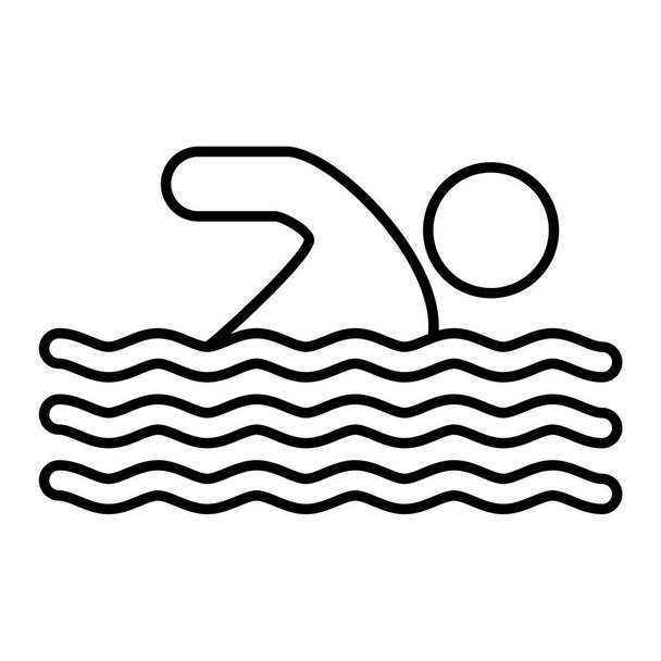 vettore icona della piscina. contorno segno nuotatore. illustrazione simbolo contorno isolato - Vettoriali, immagini