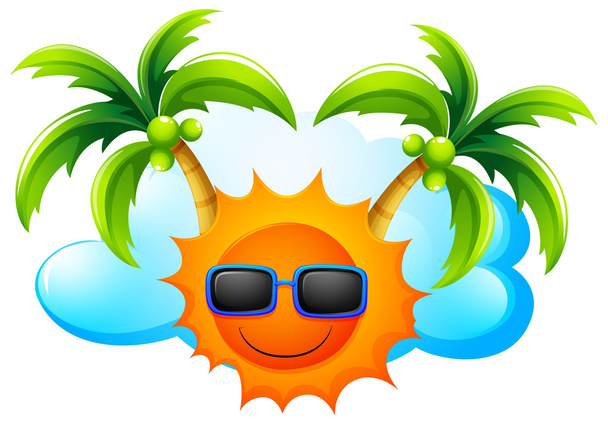 A sunny weather with coconut trees - Vector, Image