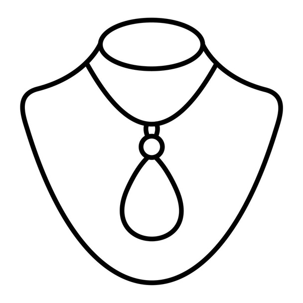 necklace with pearl icon. black and white illustration on background - Vector, Image