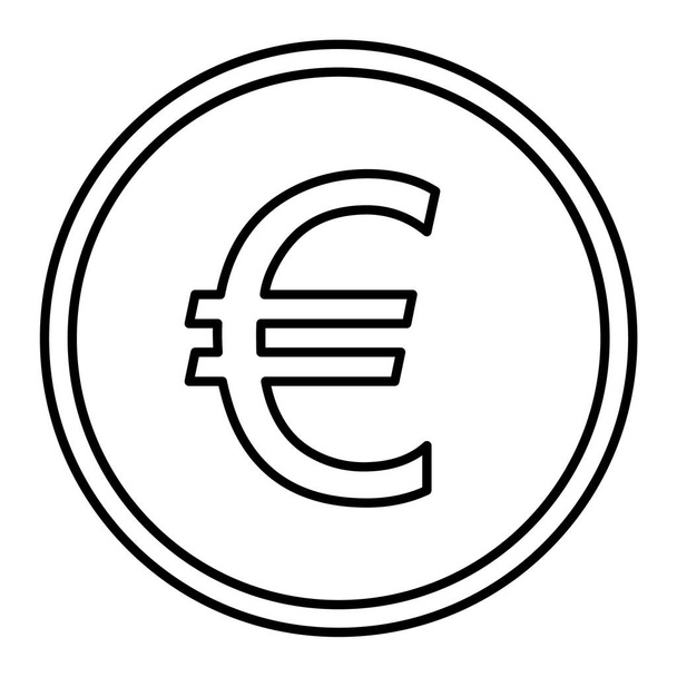 Знак знака евро. тонкий контур с черно-белой линией. векторная иллюстрация. - Вектор,изображение