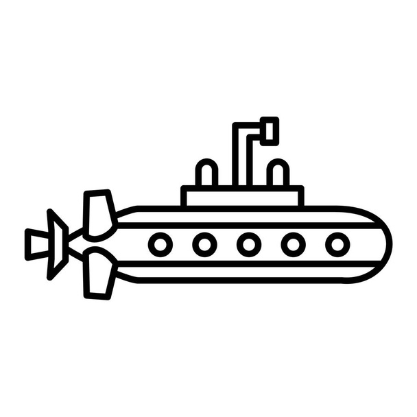 ikona ponorky ve stylu obrysu izolované na bílém pozadí. vektorová ilustrace vojenského symbolu. - Vektor, obrázek