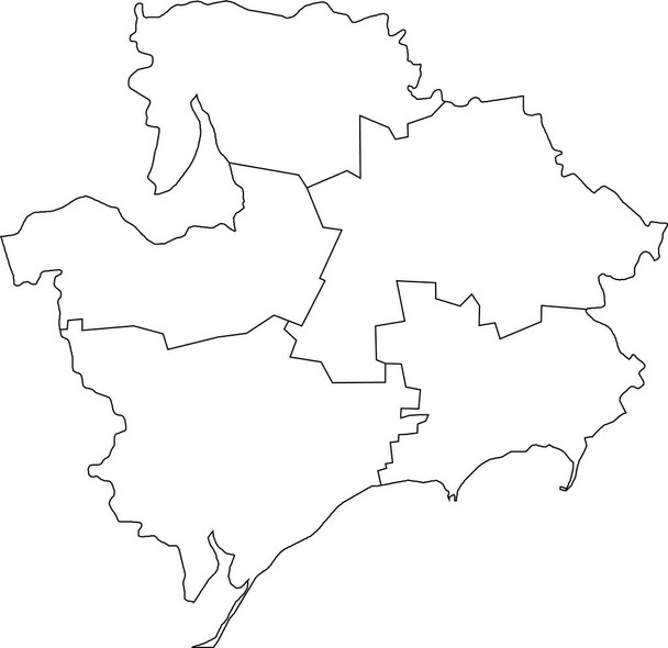 White flat blank vector map of raion areas of the Ukrainian administrative area of ZAPORIZHIA OBLAST, UKRAINE with black border lines of its raions - Vector, Image