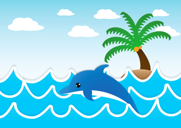 Dolphin jumping in the sea - Vetor, Imagem