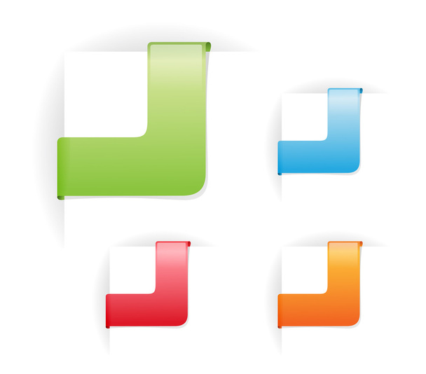 Colorful rectangular corner ribbons without text - Вектор,изображение