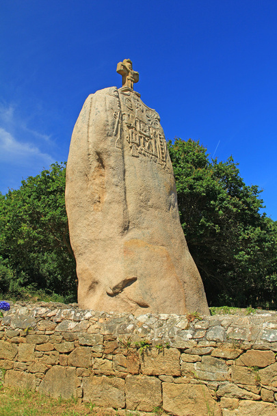 The christianized menhir of Saint Uzec, France - Photo, Image