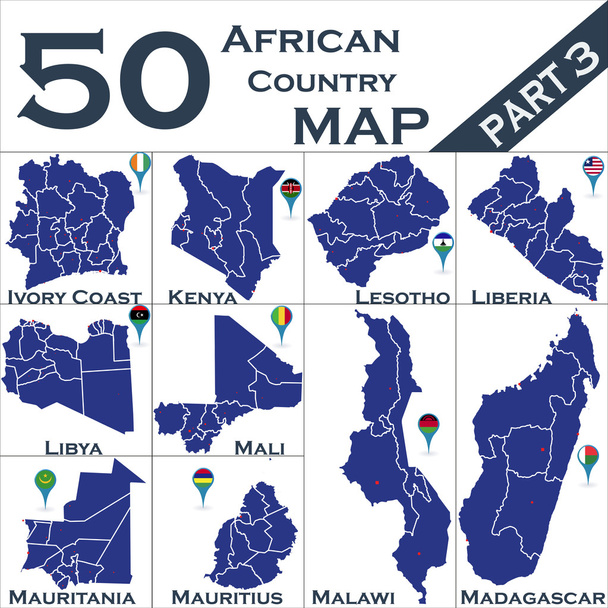 Conjunto de países africanos
 - Vector, Imagen