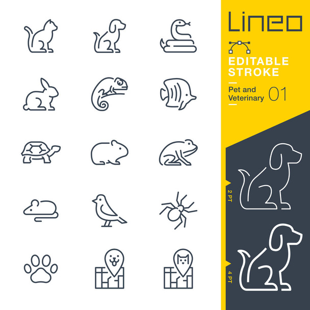 Lineo Editable Stroke - іконки лінії Pet and Veterantic
 - Вектор, зображення