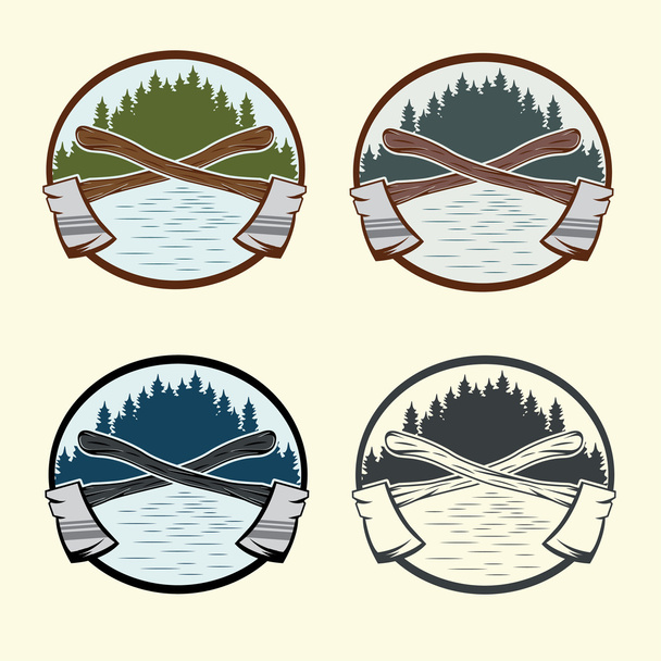 Set of vintage lumberjack labels and design elements - Vector, Image