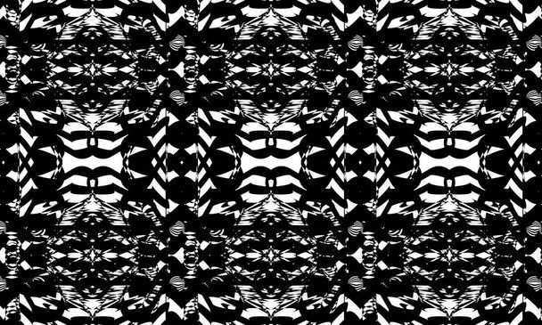 オプ・アートのダイナミックかつ創造的なスタイルの白い背景にある黒い神秘的なパターン - ベクター画像