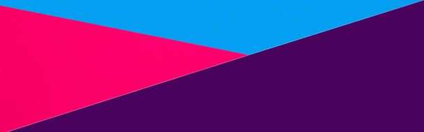 красочный трехцветный фон с голубым, малиновым и фиолетовым треугольниками, баннер - Фото, изображение