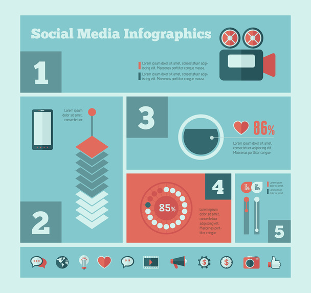 Social Media Infographic Template. - Vetor, Imagem