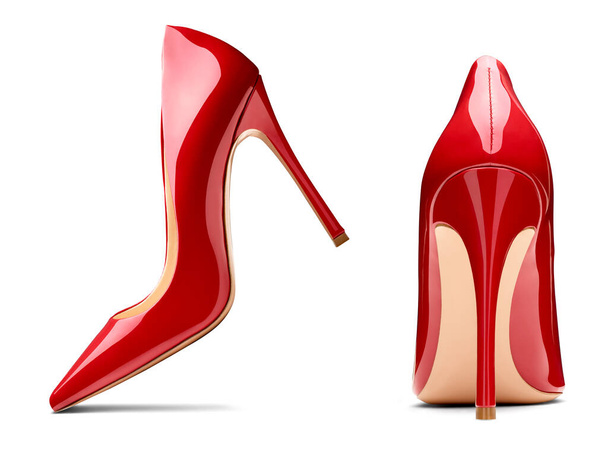 piros magas sarkú cipő divat női stílus - Fotó, kép