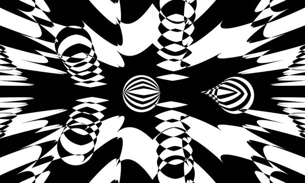 Muster op art mit optischer Täuschung originelle monochrome Tapete kreatives Design - Vektor, Bild