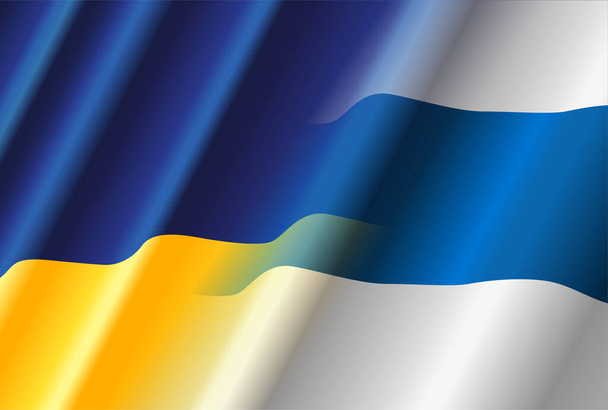 Український прапор з біло-білим прапором є символом 2022 антивоєнних протестів у Росії.. - Вектор, зображення