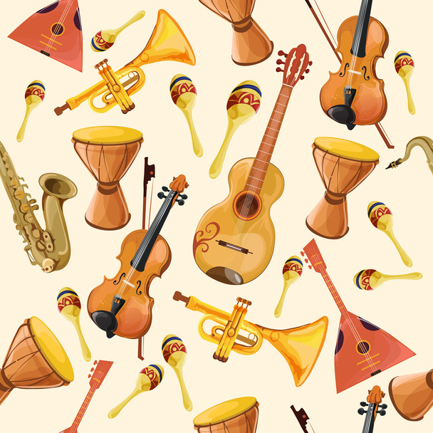 Nahtloses Muster für Musikinstrumente - Vektor, Bild