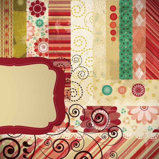 Scrap background made in the classic patchwork technique. - ベクター画像