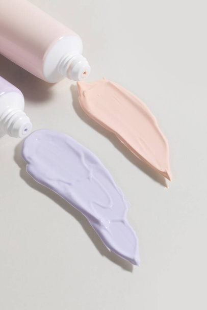 isolated smear beauty cosmetics texture of makeup base, white background - Foto, Imagem