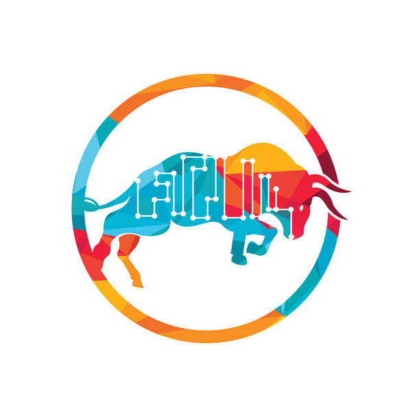 Bull tech vector logo design. Bull circuit technology logo concept. - Vector, Image