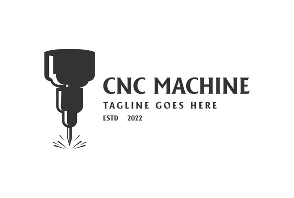 Machine CNC vintage rétro pour le vecteur de conception de logo d'usine d'industrie - Vecteur, image