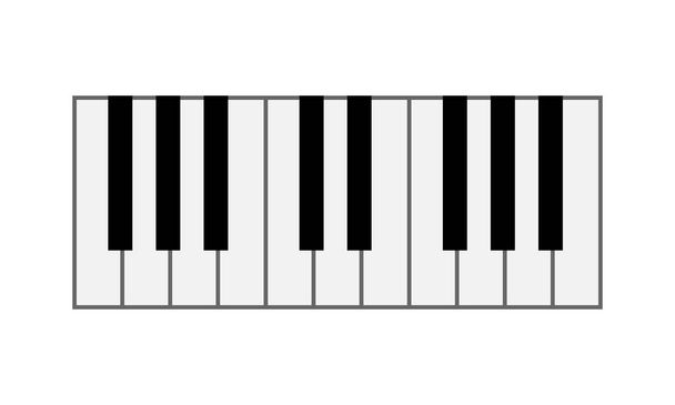 Beyaz arkaplanlı bir piyano görüntüsü. Vektör çizimi. Müzikal düz fon. Piyano tuşu, klavye. Melodi. Aygıt. - Vektör, Görsel