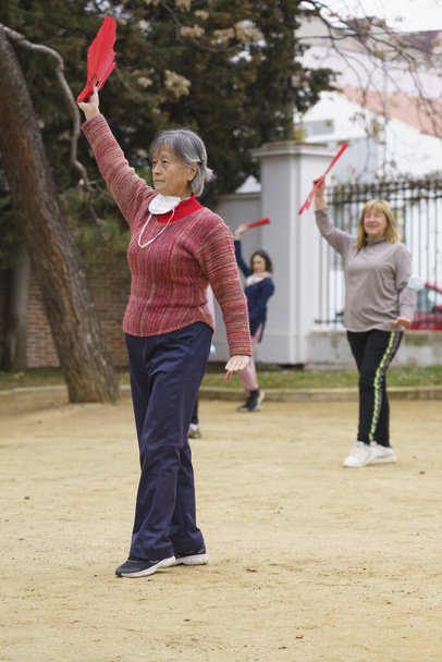 senior couple exercising with her friend - Foto, imagen