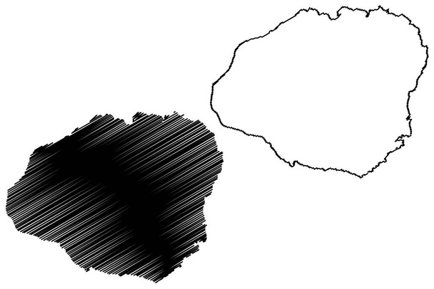 Île de Kauai (États-Unis d'Amérique, Amérique du Nord, États-Unis, États-Unis, Hawaï, Hawaï) illustration vectorielle de la carte, croquis en croquis Kauai ou La carte de l'île Garden, - Vecteur, image