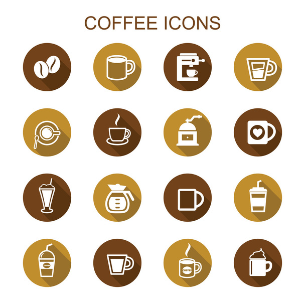 Kaffee lange Schatten Symbole - Vektor, Bild