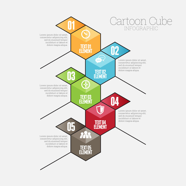 Infografía del cubo de dibujos animados
 - Vector, imagen