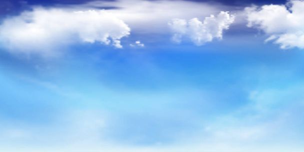 Panorama Cielo azul claro y detalle de nube blanca con espacio de copia. Cielo Paisaje Fondo. Cielo de verano con cielo despejado colorido. Ilustración vectorial. Buen tiempo y hermoso fondo de nubes nature.sky - Vector, Imagen