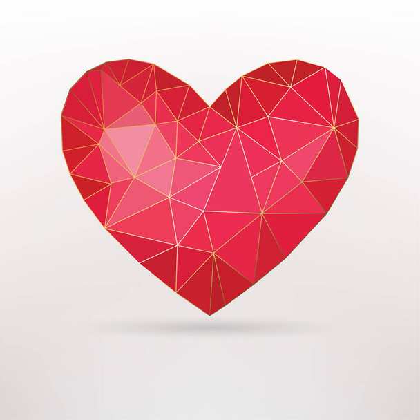 Geometrikus piros arany szív alakú piros háttér textúra design csomagolás, esküvői kártya és fedél template.vektor illsulator - Vektor, kép
