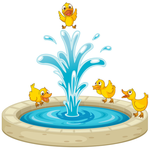 Canards et fontaine
 - Vecteur, image