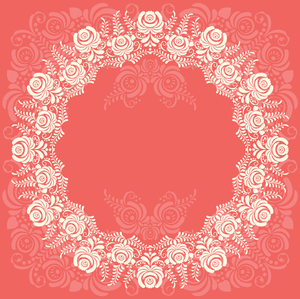 Frame of floral elements. Vector frame in gzhel style. - Διάνυσμα, εικόνα