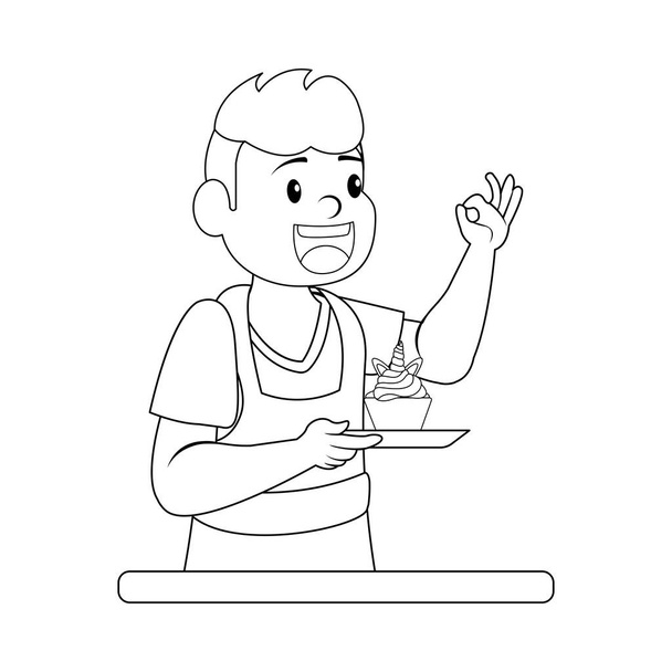Isolated happy man making a dessert Vector - ベクター画像