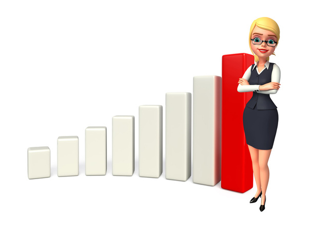 Young office girl with business graph - Фото, зображення
