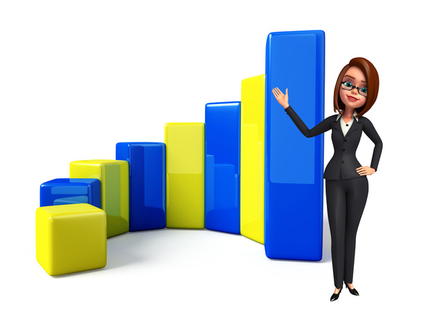 Young Business Woman with business graph - 写真・画像