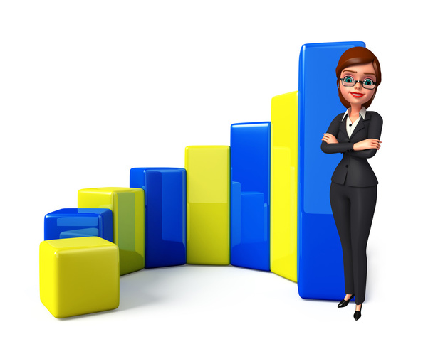 Young Business Woman with business graph - 写真・画像