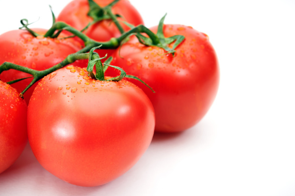 Ripe red tomatoes on white background - Φωτογραφία, εικόνα
