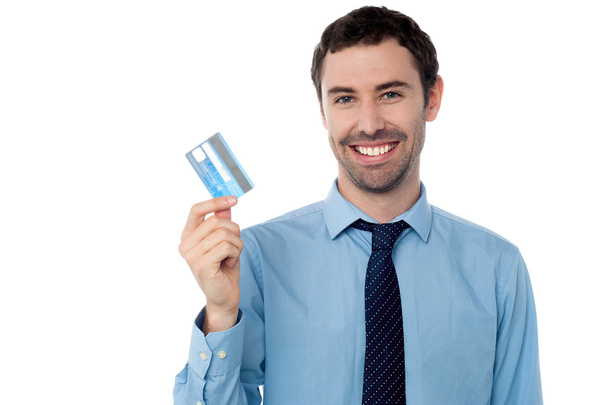 Business executive holding credit card - Fotó, kép