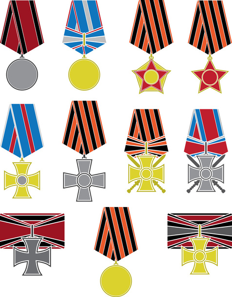Set of crosses and medals - Vektor, kép