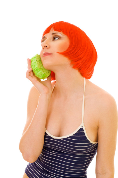 Relaxed woman with sponge - Foto, Bild