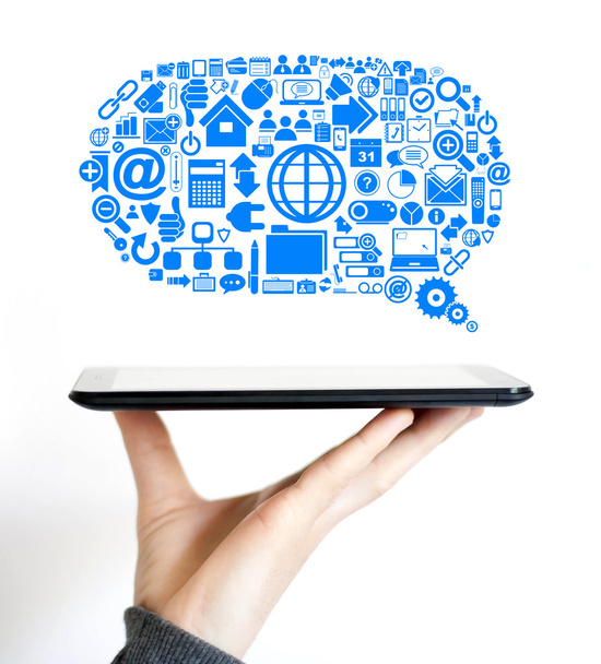 Biznes chmura komunikacji internetowej danych ikona - Zdjęcie, obraz